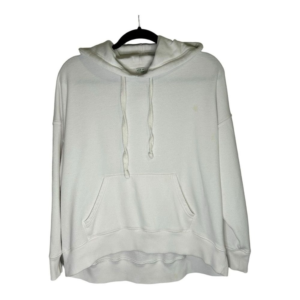 Aerie Womens White Oversized Hoodie Sweatshirt Medium Pocket Hooded